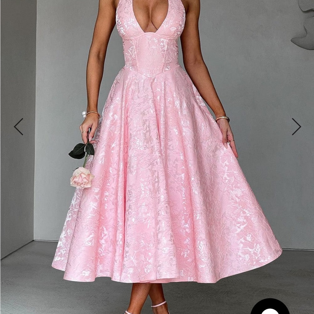 SOLD Elegant Pink Halter Dress